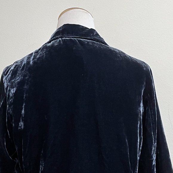Anthropologie blue silk velvet classic blazer dress jacket 8 10 - Picture 7 of 9